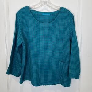 Cut Loose Teal Checkered Blouse M